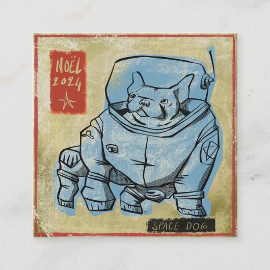 Weltraumhund Quadratische Visitenkarte (Vorderseite)