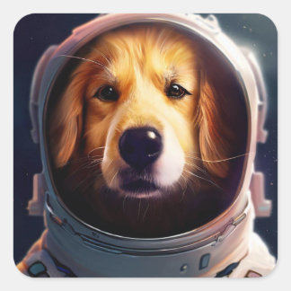 Weltraumhund Quadratischer Aufkleber