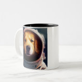 Weltraumhund Zweifarbige Tasse (Vorderseite Links)