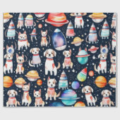 Weltraumhunde Planeten Galaxie-Universum Geschenkpapier (Flach)