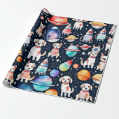 Weltraumhunde Planeten Galaxie-Universum Geschenkpapier (Ungerollt)