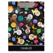 Weltraumhunde Wasserfarben Welpen Klemmbrett (Vorderseite)