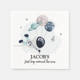 Weltraumjunge 1. Reise um die Sonne zum Geburtstag Serviette