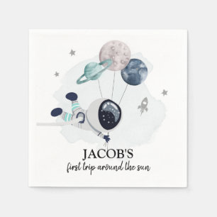 Weltraumjunge 1. Reise um die Sonne zum Geburtstag Serviette