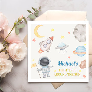 Weltraumjunge 1. Reise um die Sonne zum Geburtstag Serviette