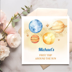 Weltraumjunge 1. Reise um die Sonne zum Geburtstag Serviette