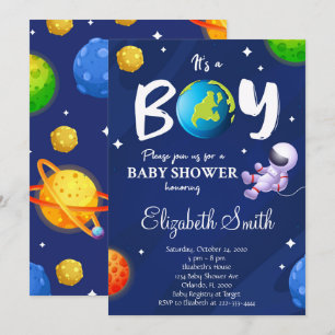 Weltraumjunge Babydusche Einladung
