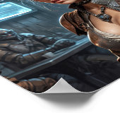 Weltraumjunge Mädchen mit Cyberrüstung Poster (Ecke)