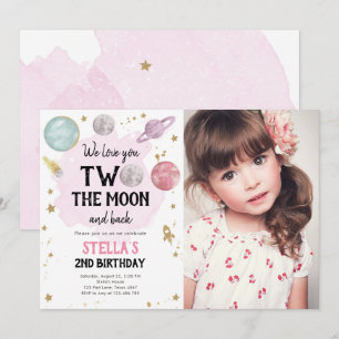 Weltraumjunge Mädchen zum zweiten Geburtstag Einla Einladung