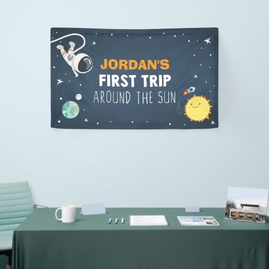 Weltraumjunge zum ersten Geburtstag Astronautin Banner (Messeveranstaltung)