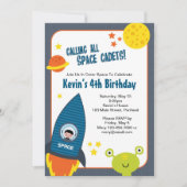 Weltraumjunge zum Geburtstag Einladung (Vorderseite)