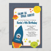 Weltraumjunge zum Geburtstag Einladung (Vorne/Hinten)