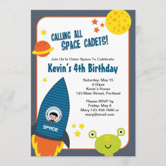 Weltraumjunge zum Geburtstag Einladung