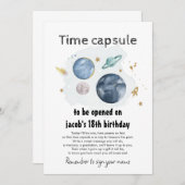 Weltraumkapsel Erste Geburtstagsparty Einladung (Vorne/Hinten)