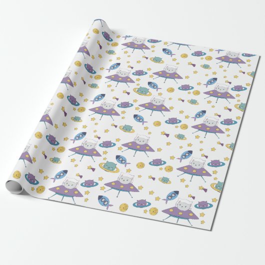 Weltraumkätzchen Geschenkpapier (Ungerollt)
