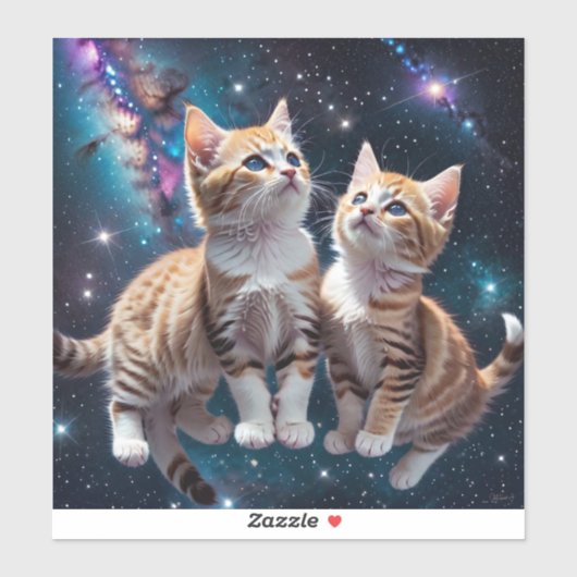 Weltraumkätzchen in der Galaxie Aufkleber (Blatt)