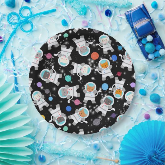 Weltraumkätzchen Katze Astronaut Niedliche Geburts Pappteller (Party)