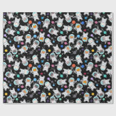 Weltraumkätzchen Katze Astronaut Niedliches Muster Geschenkpapier (Flach)