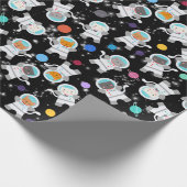 Weltraumkätzchen Katze Astronaut Niedliches Muster Geschenkpapier (Ecke)