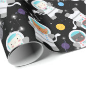 Weltraumkätzchen Katze Astronaut Niedliches Muster Geschenkpapier (Rolleneckpunkt)