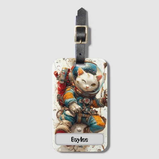 Weltraumkatze Adventure - Astronaut Kitty Gepäckanhänger (Vorderseite Vertikal)