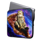 Weltraumkatze auf Pizza Laptopschutzhülle (Vorderseite Links)