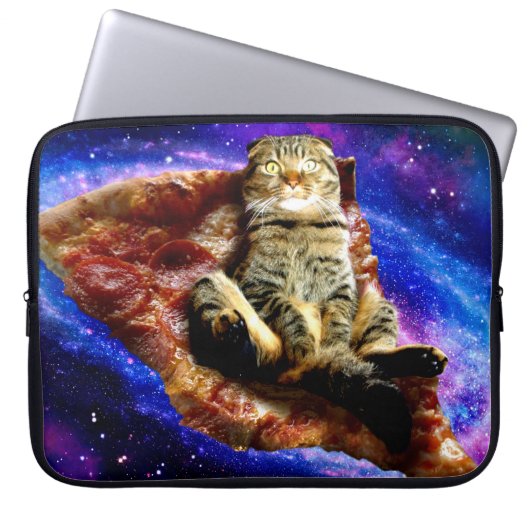 Weltraumkatze auf Pizza Laptopschutzhülle (Vorderseite)