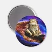 Weltraumkatze auf Pizza Magnet (Vorderseite/Rückseite)