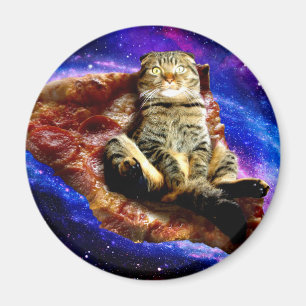 Weltraumkatze auf Pizza Magnet