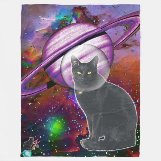 Weltraumkatze Cosmo Fleecedecke (Vorderseite)