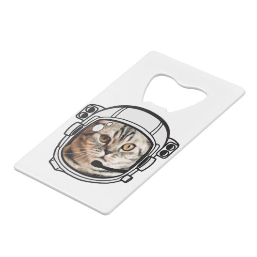 Weltraumkatze Geldbeutel Flaschenöffner (Rückseite Schrägansicht)