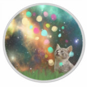 Weltraumkatze im Hinterhof Vinyl-Aufkleber Aufkleber (Vorderseite)