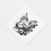Weltraumkatze im Vintagen Tattoo-Stil Serviette (Ecke)