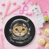Weltraumkatze Kitty Astronaut Tierschaum Galaxie Pappteller (Party)