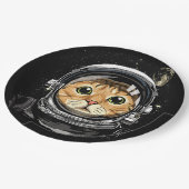 Weltraumkatze Kitty Astronaut Tierschaum Galaxie Pappteller (Schrägansicht)