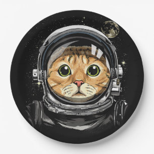 Weltraumkatze Kitty Astronaut Tierschaum Galaxie Pappteller