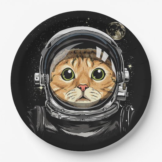 Weltraumkatze Kitty Astronaut Tierschaum Galaxie Pappteller (Vorderseite)