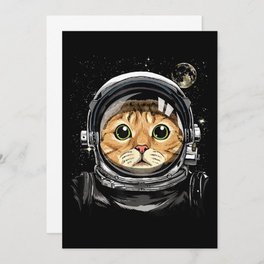 Weltraumkatze Kitty Astronaut Tierschaum Galaxie Save The Date (Vorne/Hinten)