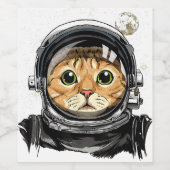 Weltraumkatze Kitty Astronaut Tierschaum Galaxie Weinetikett (Einzelnes Label)