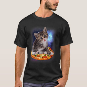 Weltraumkatze Kitty fährt Pizza Galaxy Fast Food T-Shirt