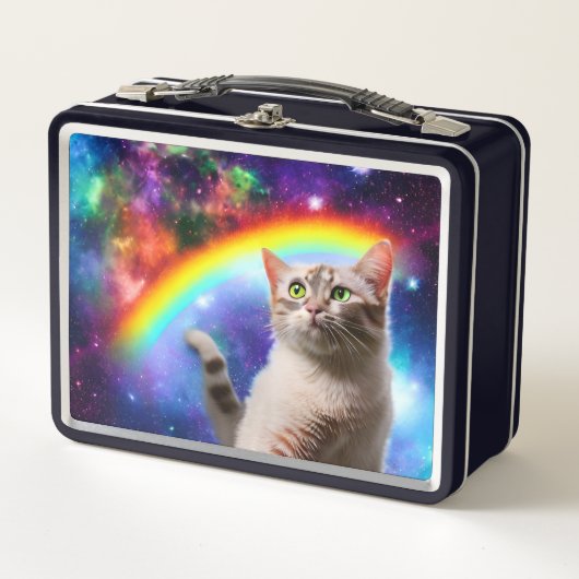 Weltraumkatze Metall Brotdose (Vorderseite)