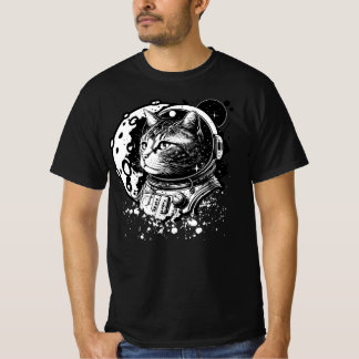 Weltraumkatze mit einem Mond. Astronautenkatze T-Shirt