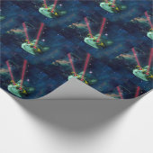 Weltraumkatze mit gelber Brille Geschenkpapier (Ecke)