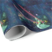Weltraumkatze mit gelber Brille Geschenkpapier (Rolleneckpunkt)