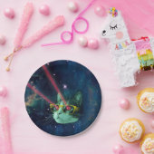 Weltraumkatze mit gelber Brille Pappteller (Party)