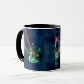 Weltraumkatze mit gelber Brille Tasse (Vorderseite Links)