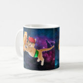 Weltraumkatze mit Kappen und Fanpackung Kaffeetasse (Vorderseite Links)