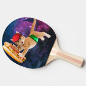 Weltraumkatze mit Kappen und Fanpackung Tischtennis Schläger (Seitenansicht)