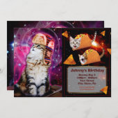 Weltraumkatze mit russischem Hut Einladung (Vorne/Hinten)