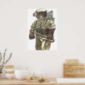 Weltraumkatze mit Saxophon Poster (Küche)